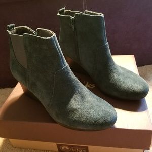Clarks suede ankle booties.  Mallard Blue